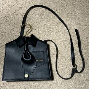 Black Tie Crossbody Bag | Adjustable Strap | Gold Hardware